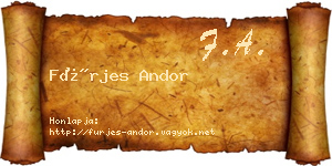 Fürjes Andor névjegykártya