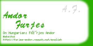 andor furjes business card